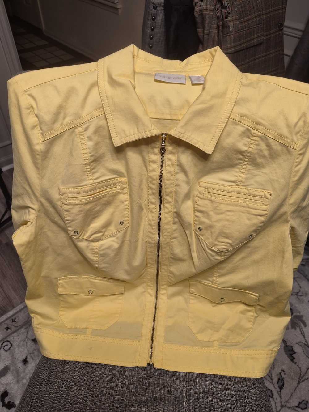 Chico's Pale Yellow Zip-Front Jacket Size 3